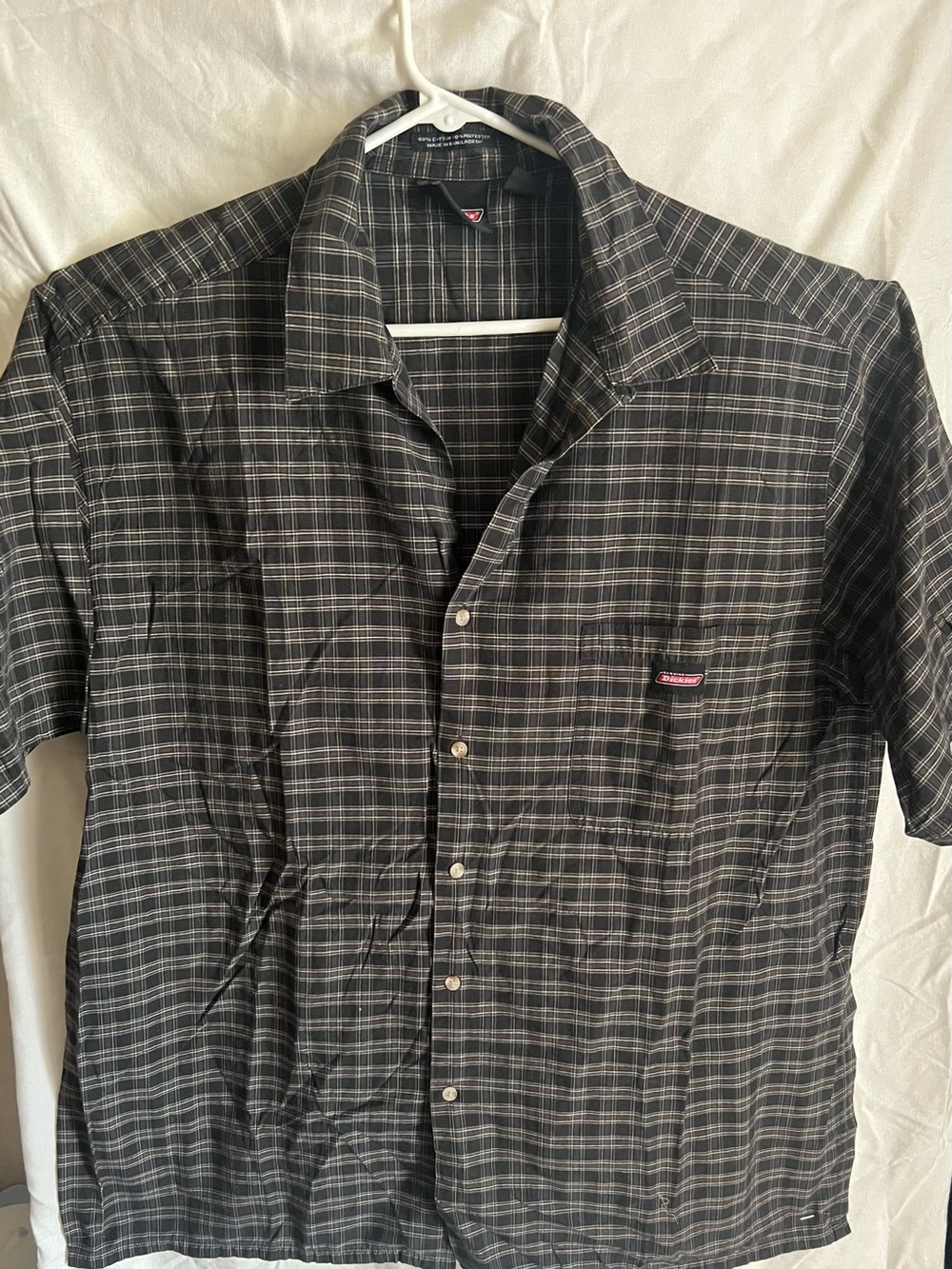 Dickies Men's Black Plaid Short-Sleeve Shirt